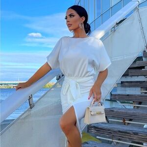 Please hold midi dress ivory